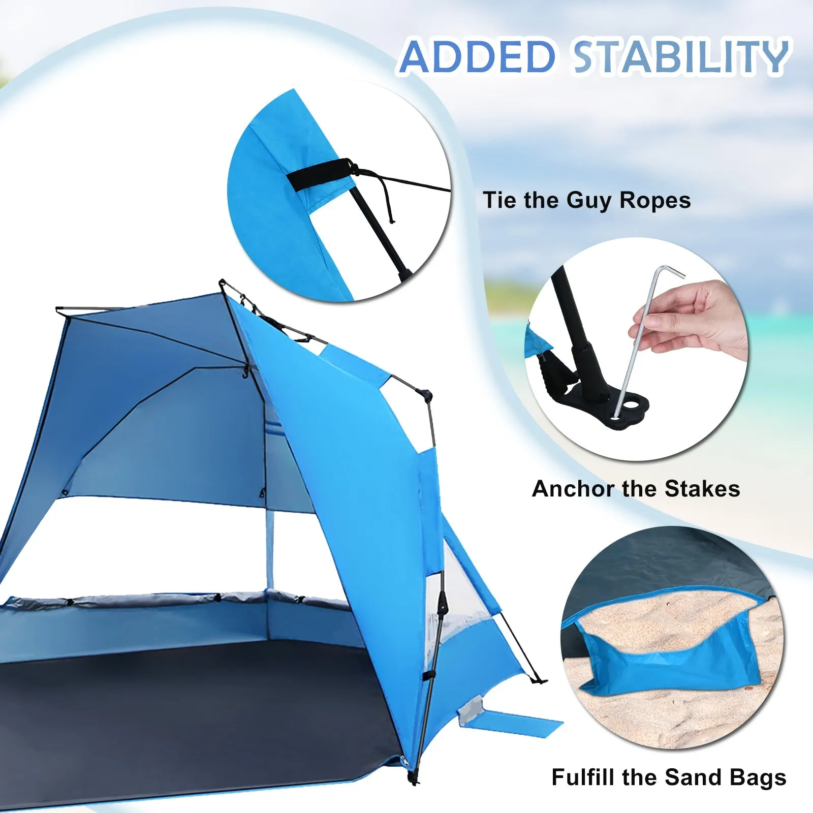 EAGLE PEAK Instant Beach Tent, Sunshade with Windows