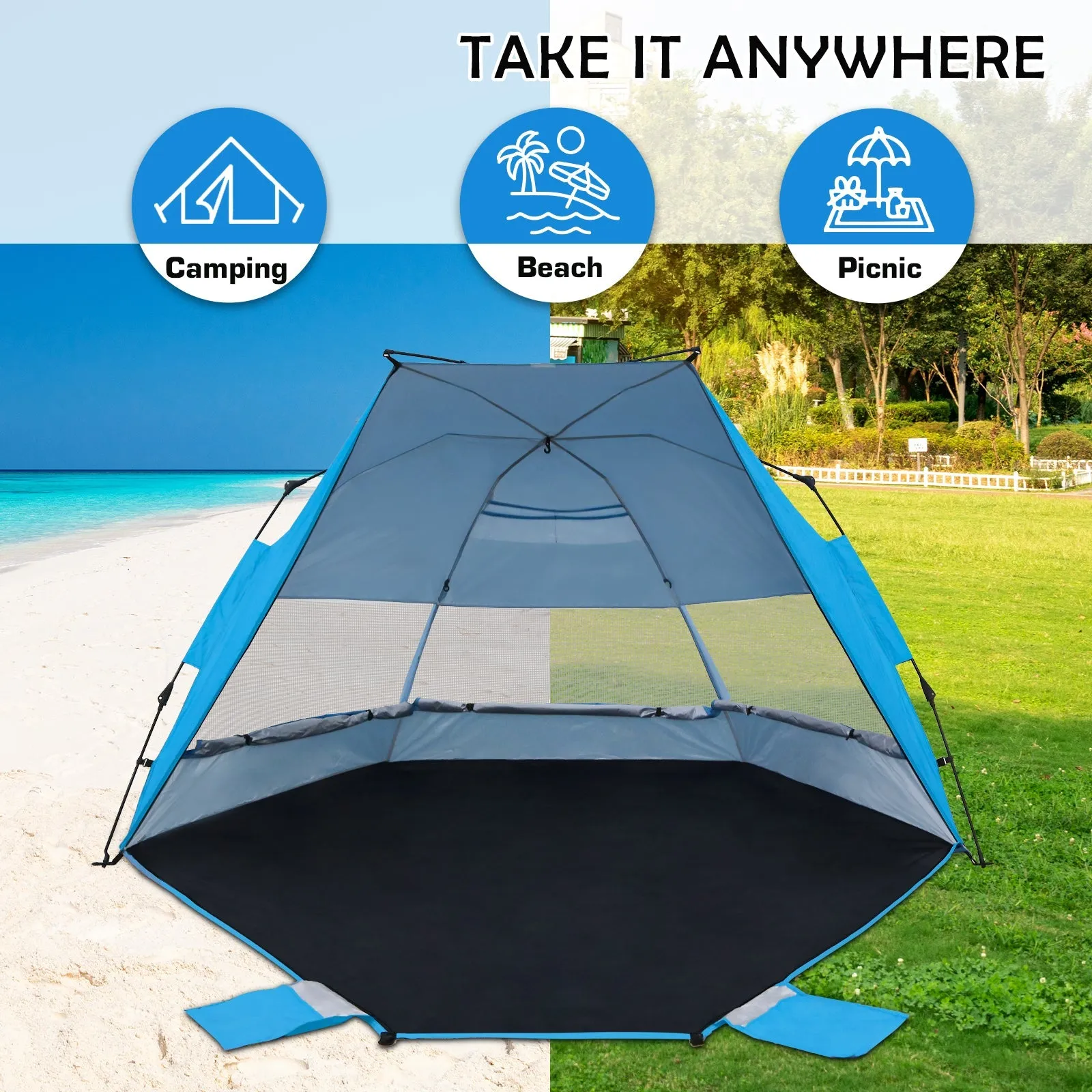 EAGLE PEAK Instant Beach Tent, Sunshade with Windows