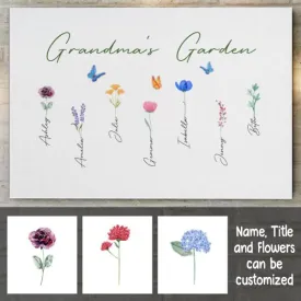 Family Watercolor Flowers Personalized Canvas - Numbers Of Flowers, Title and Name can be customized