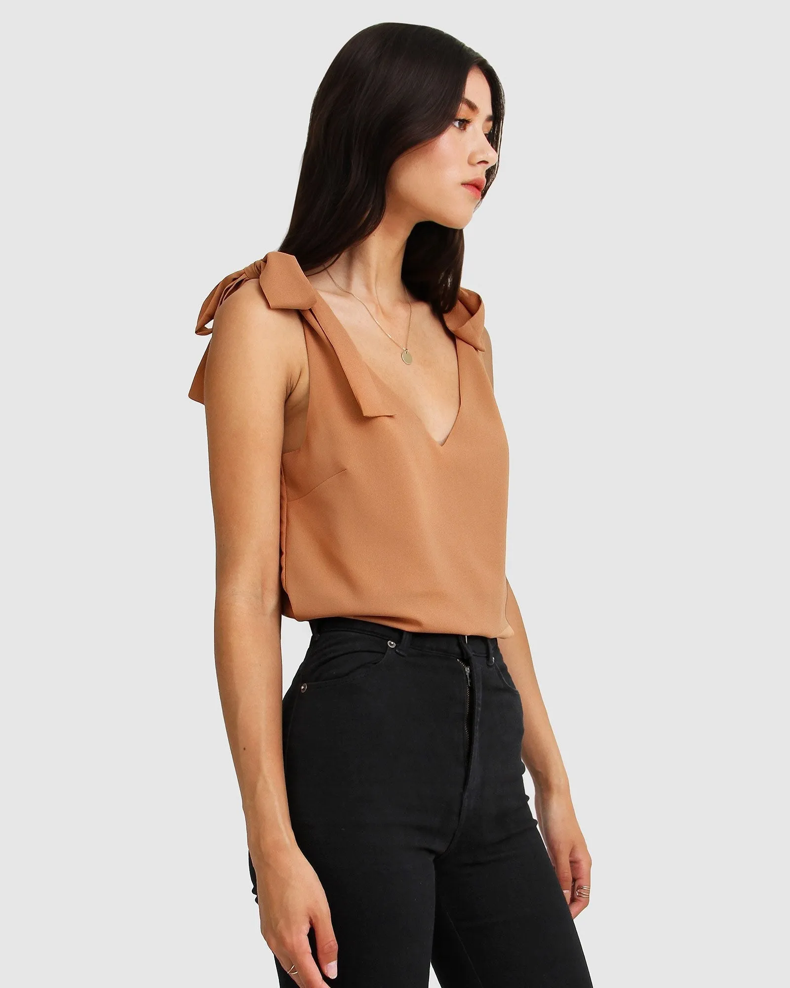 Feel For You V-Neck Top - Camel