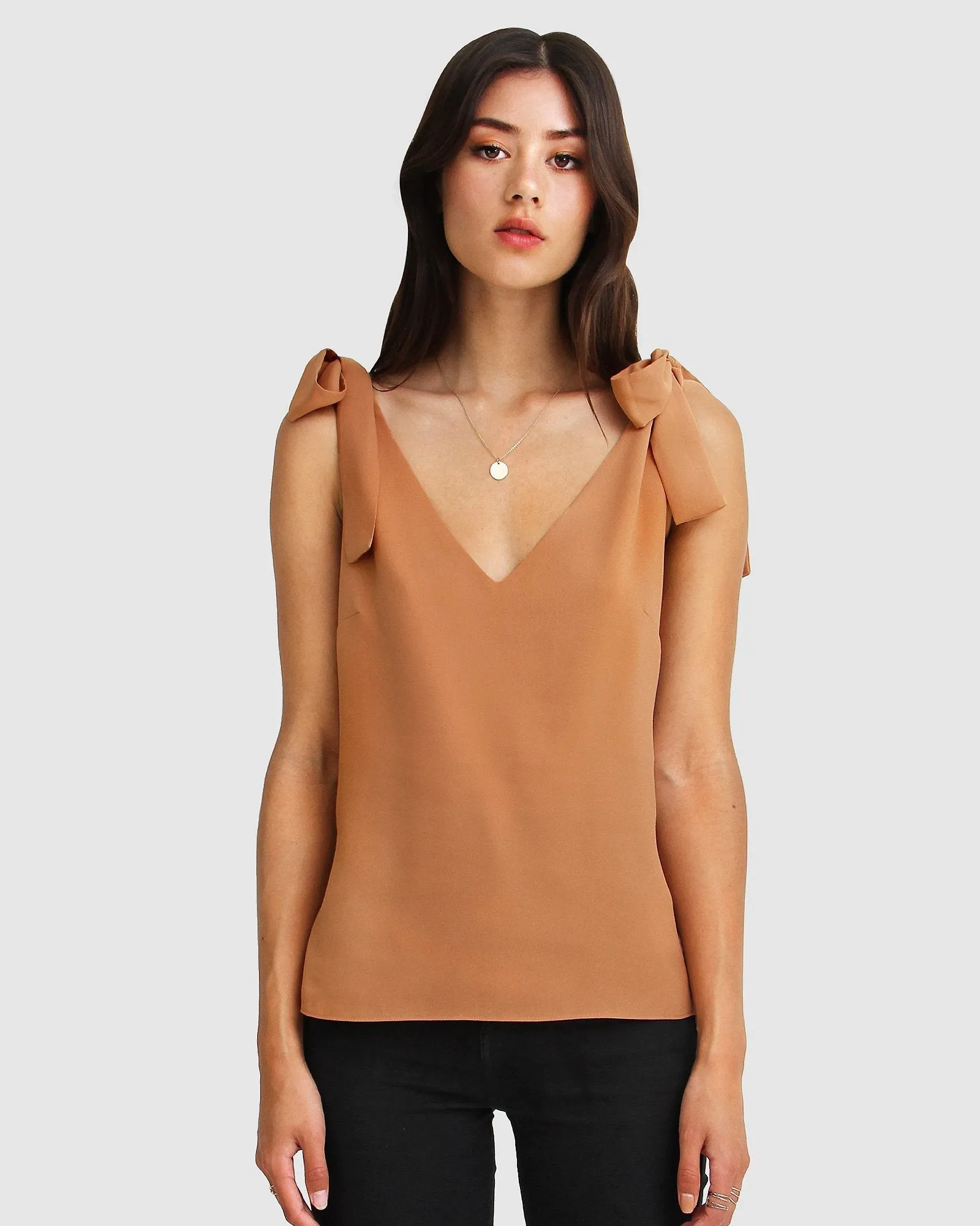 Feel For You V-Neck Top - Camel