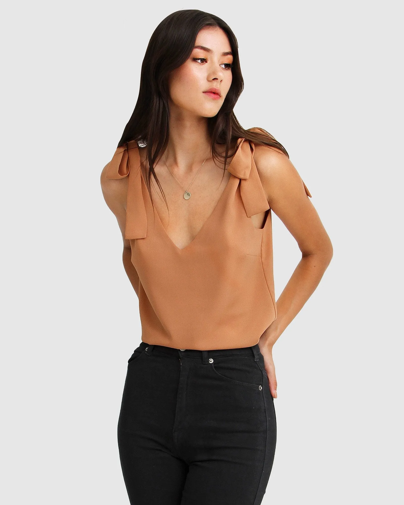 Feel For You V-Neck Top - Camel