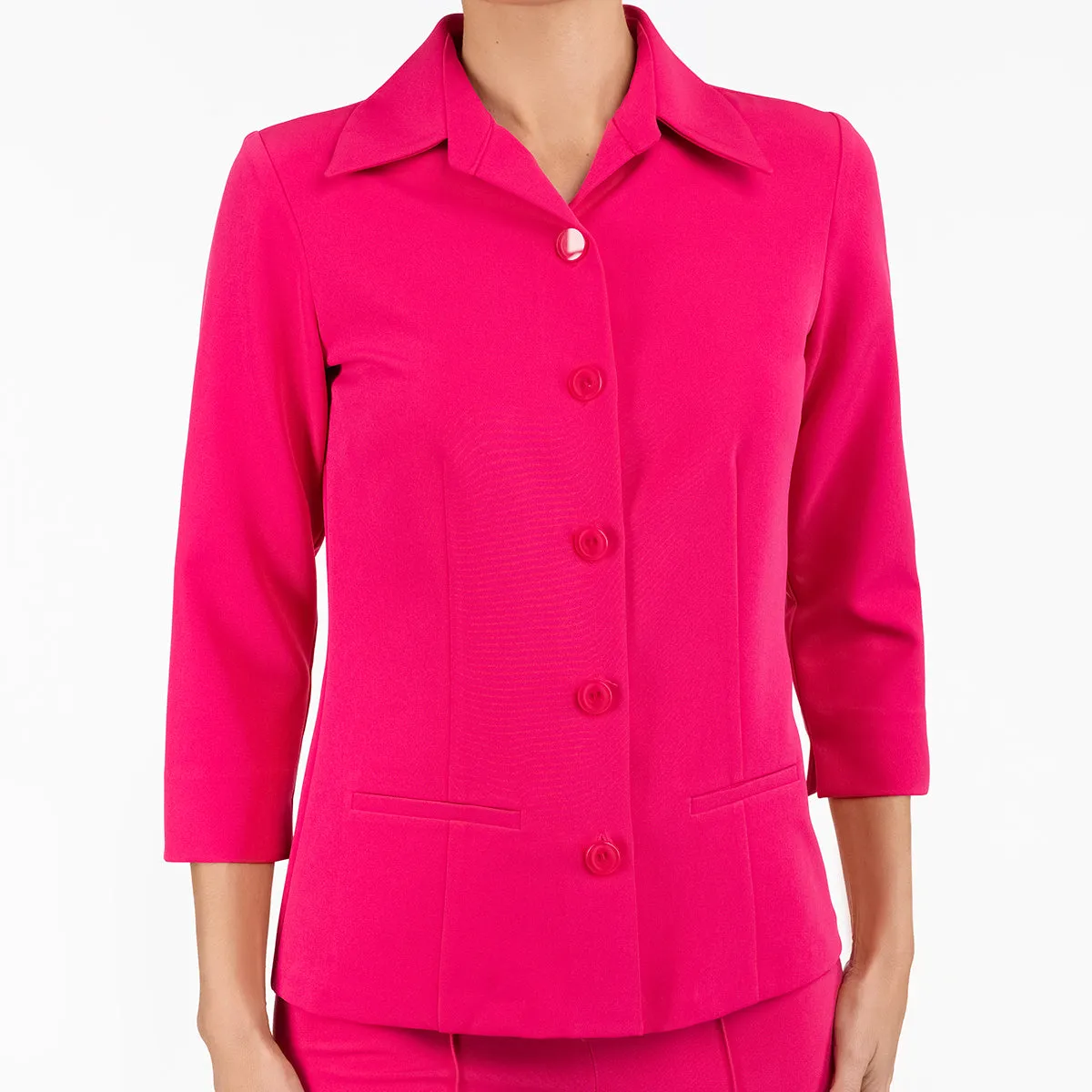 Fitted Blouse with Pockets in Fuxia