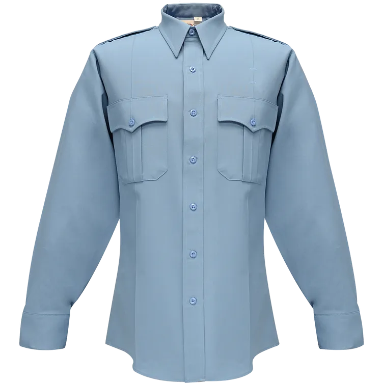 Flying Cross Command Long Sleeve Shirt w/ Zipper & Convertible Sport Collar - Brilliant Blue