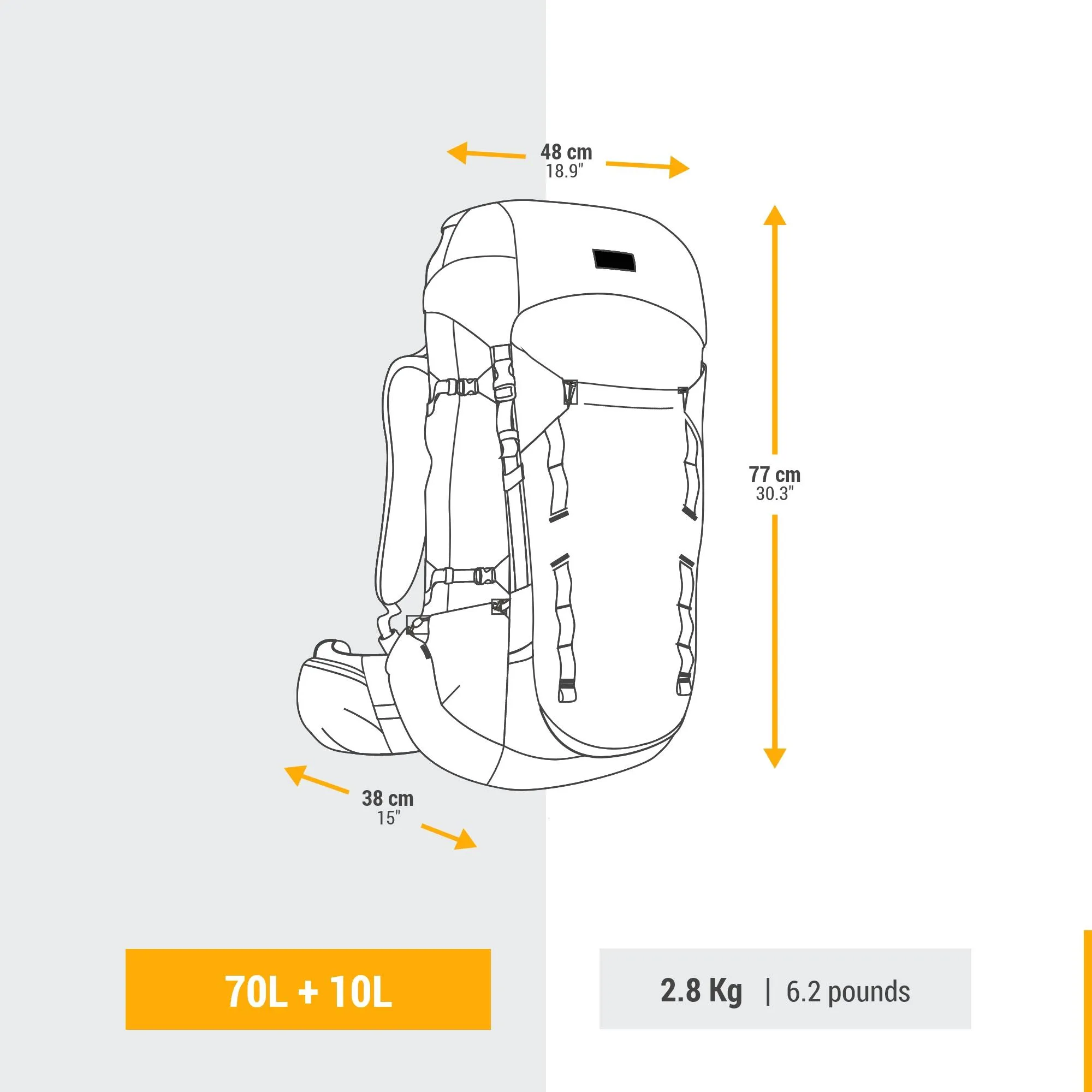 Forclaz Men's MT900 Symbium2 70 10 L Backpacking Pack