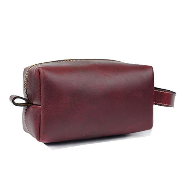 Genuine Leather Traveling toiletry Bag, Dopp Kit or Cosmetic Bag