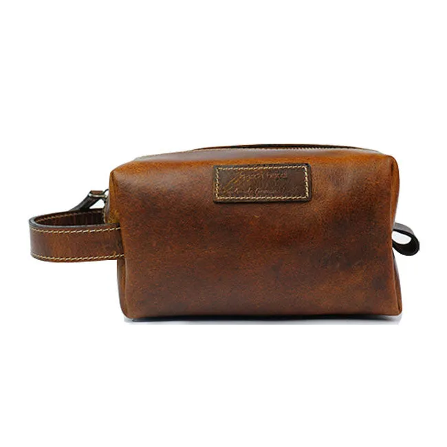 Genuine Leather Traveling toiletry Bag, Dopp Kit or Cosmetic Bag