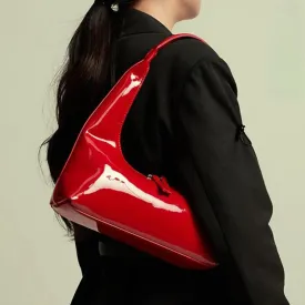 Glossy Leather Hobo Bag