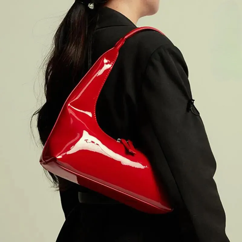 Glossy Leather Hobo Bag