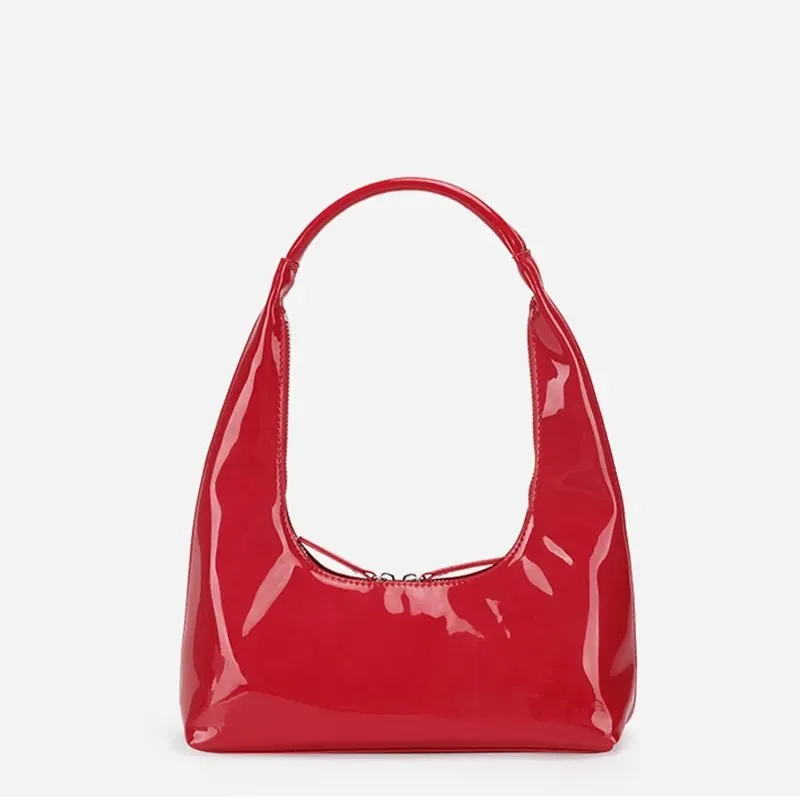 Glossy Leather Hobo Bag