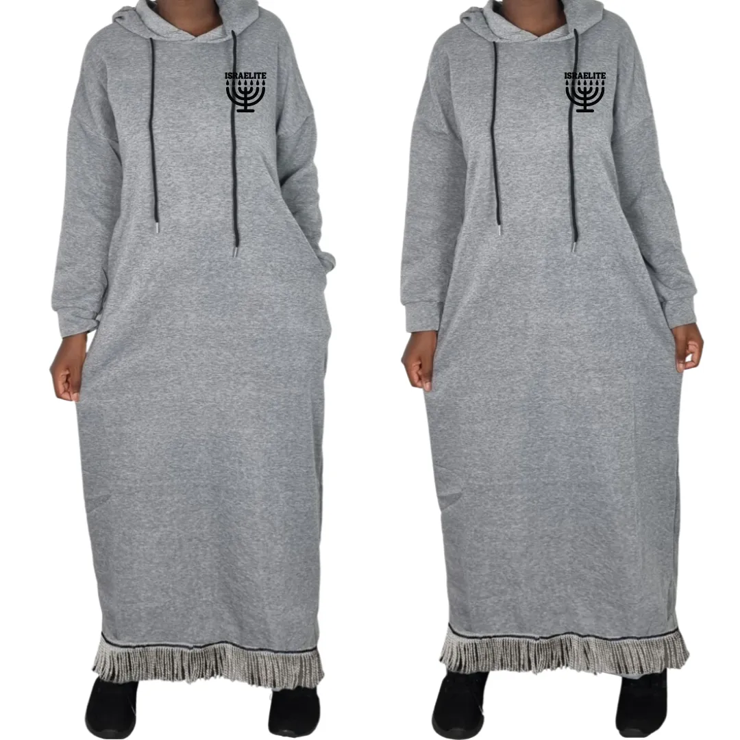 ISRAELITE Hooded Sweatshirt Dress with Pockets