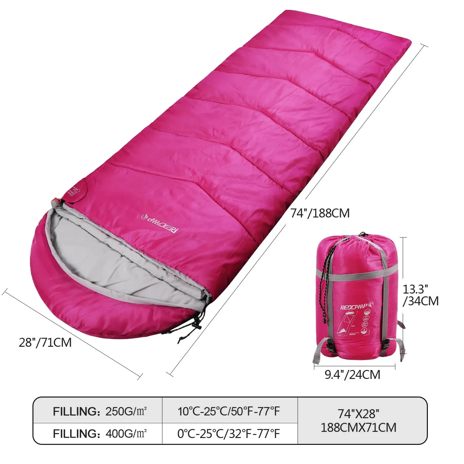 Kids Sleeping Bag With Detachable Hood,Rose