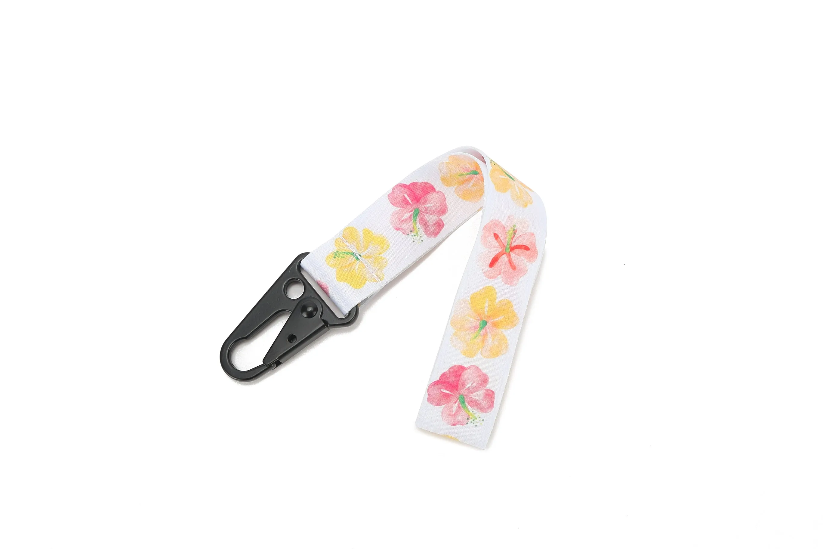 Lanyard Short Watercolor Hibiscus White