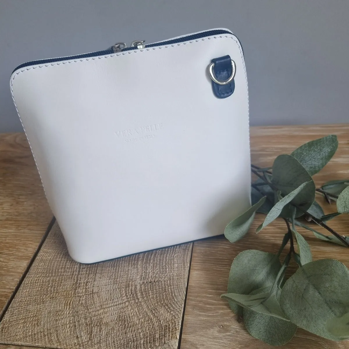 Leather Ladies Small Cross Body PS14 In White