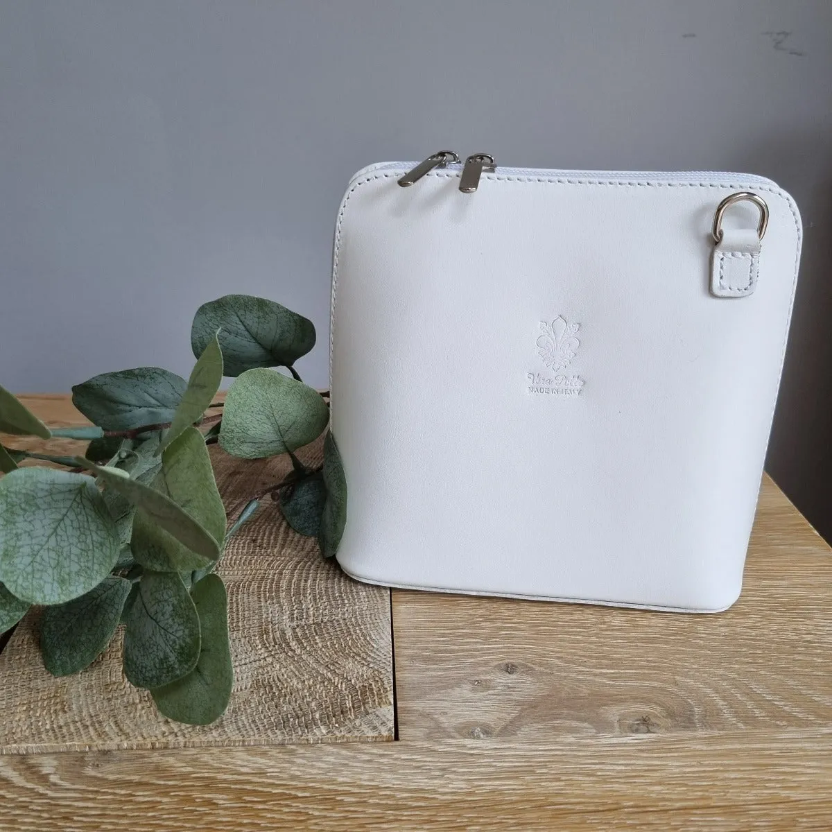 Leather Ladies Small Cross Body PS14 In White