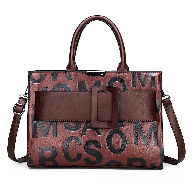 Letter Leather Tote Bag