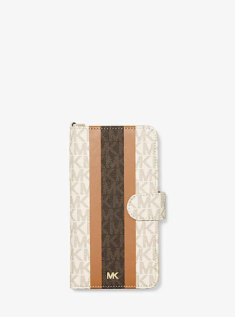 Logo Stripe Wristlet Folio Case For iPhone XS Max