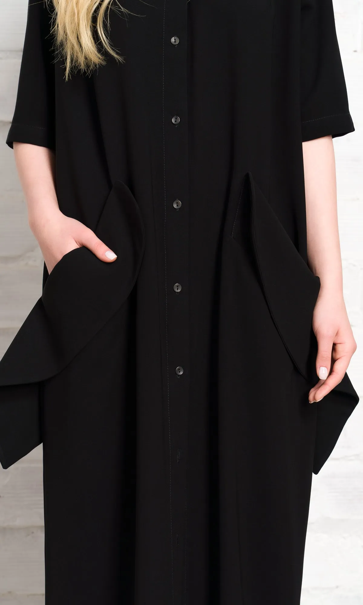 Long Shirt Dress with Large Pockets