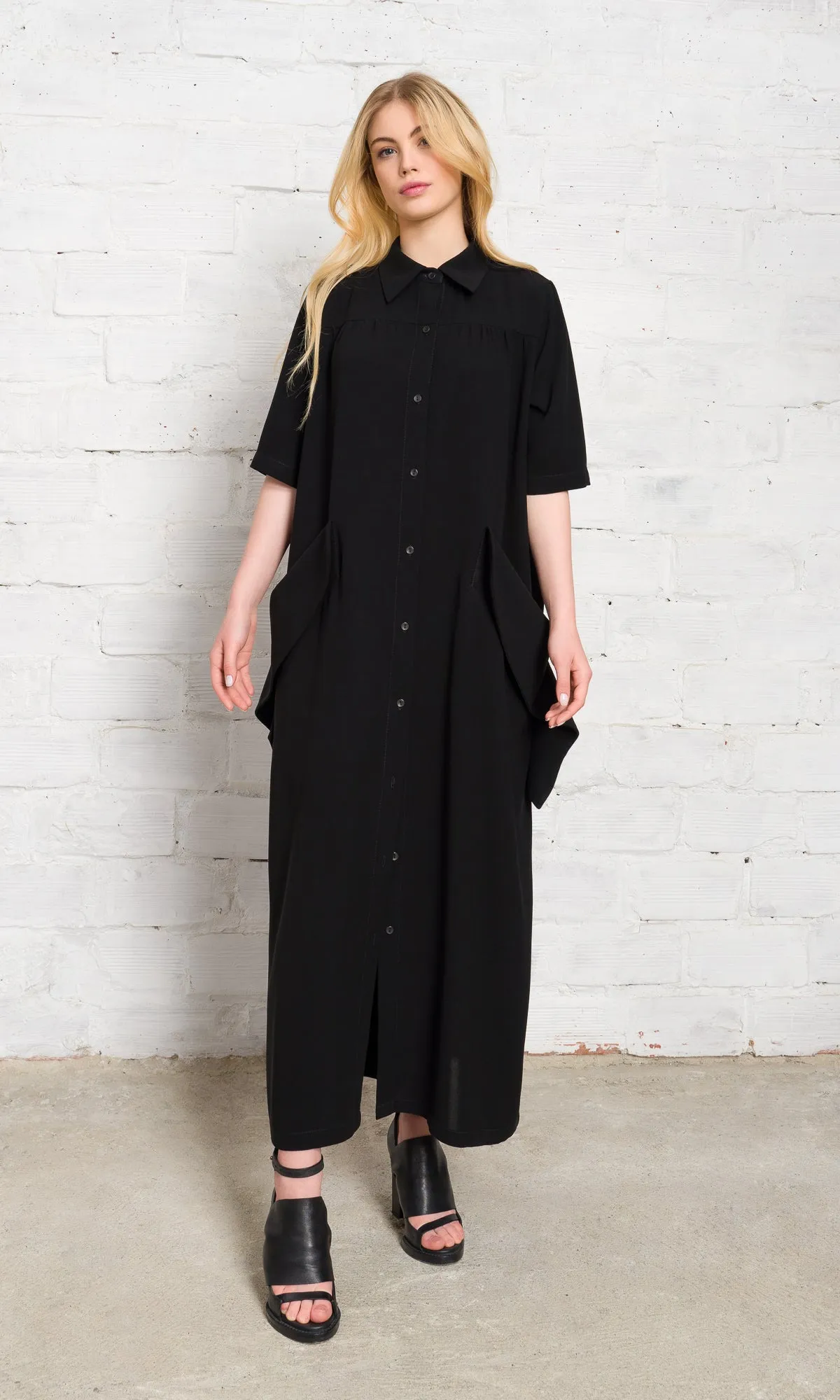 Long Shirt Dress with Large Pockets