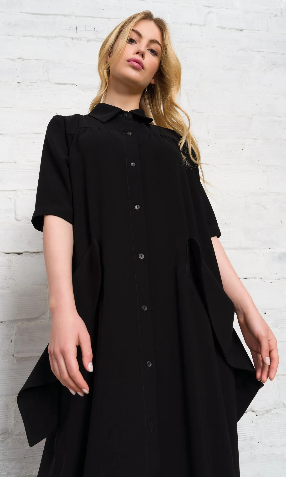 Long Shirt Dress with Large Pockets