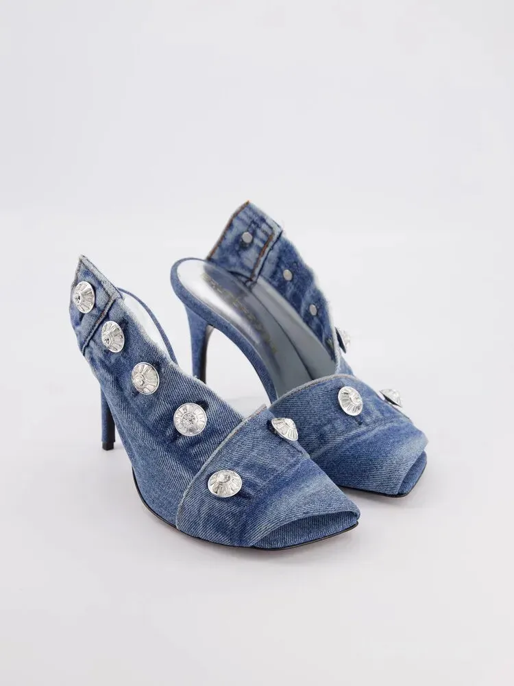 Lynn Denim Sling Backs