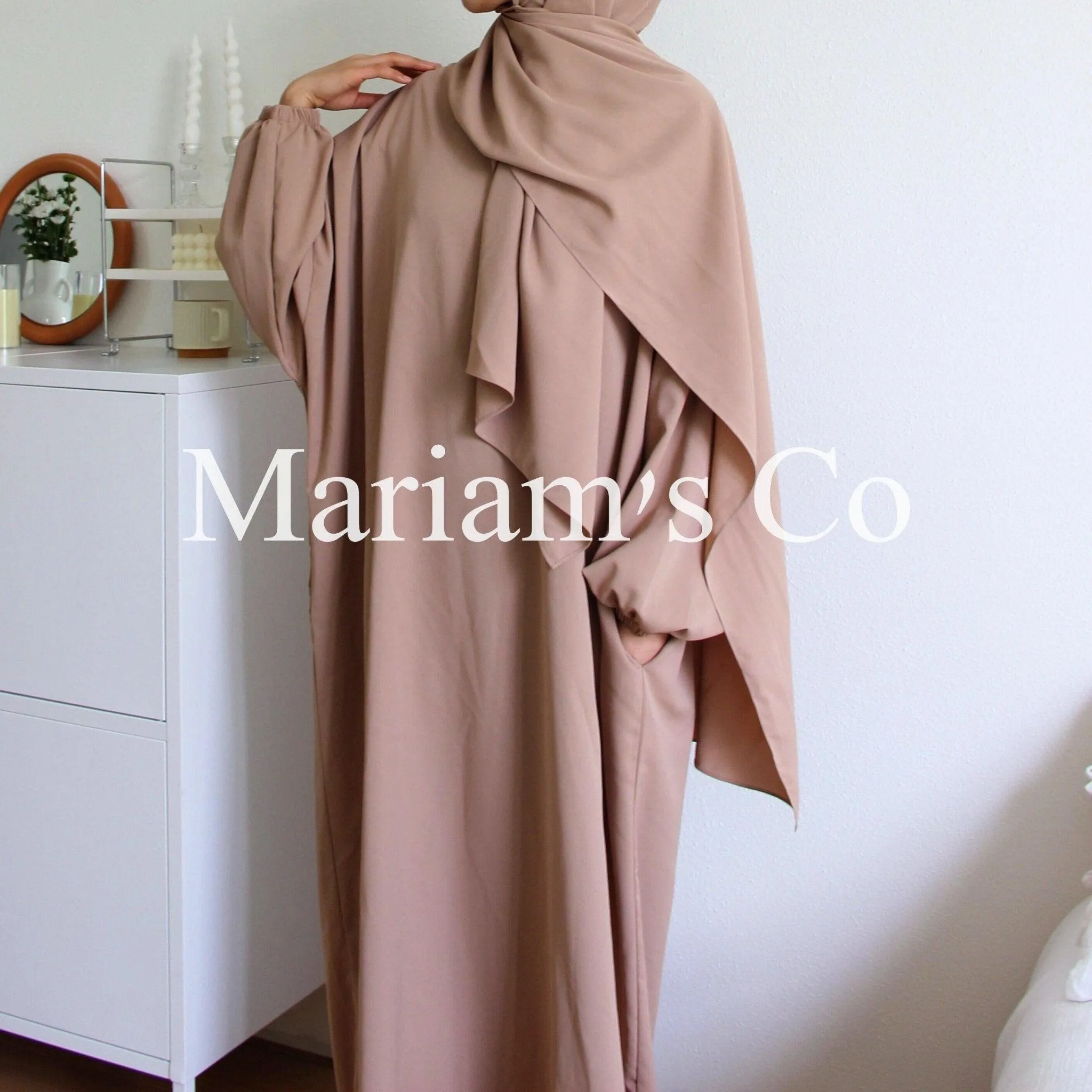 MA0011 Hijab Attached Hooded Abaya With Pockets