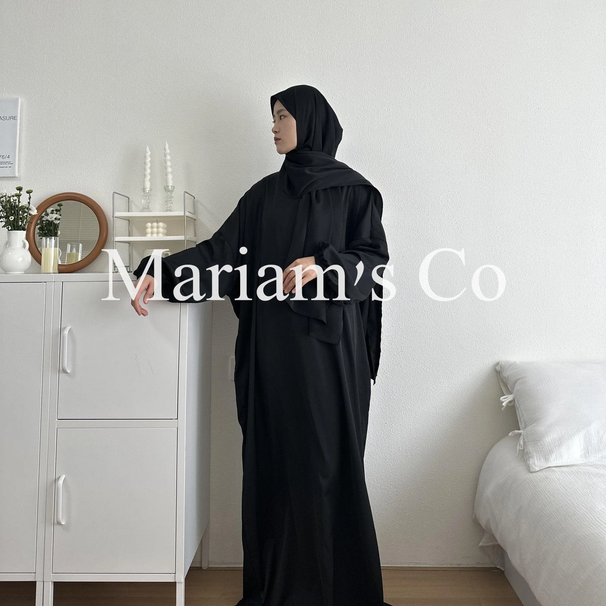 MA0011 Hijab Attached Hooded Abaya With Pockets