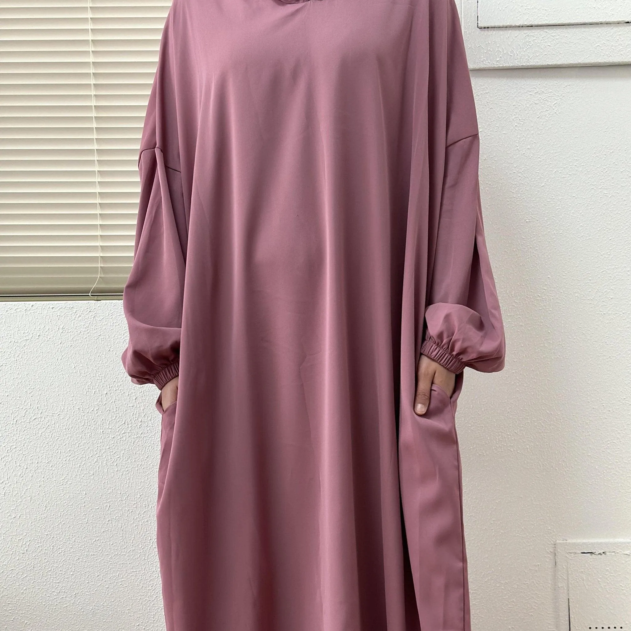 MA0011 Hijab Attached Hooded Abaya With Pockets