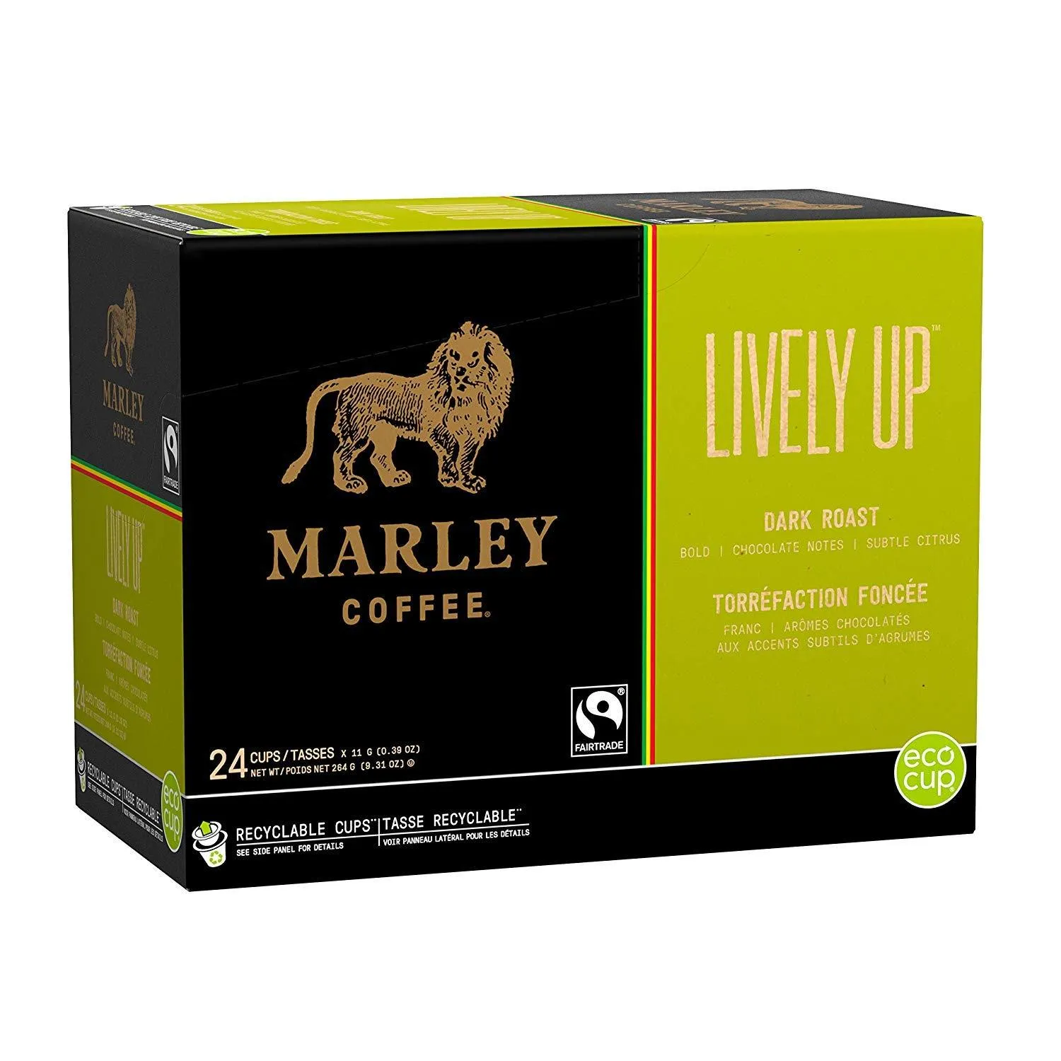 Marley Coffee, Lively Up!, Single Serve RealCup Organic Espresso Roast, for Keurig K-Cup Brewers, 96 Count