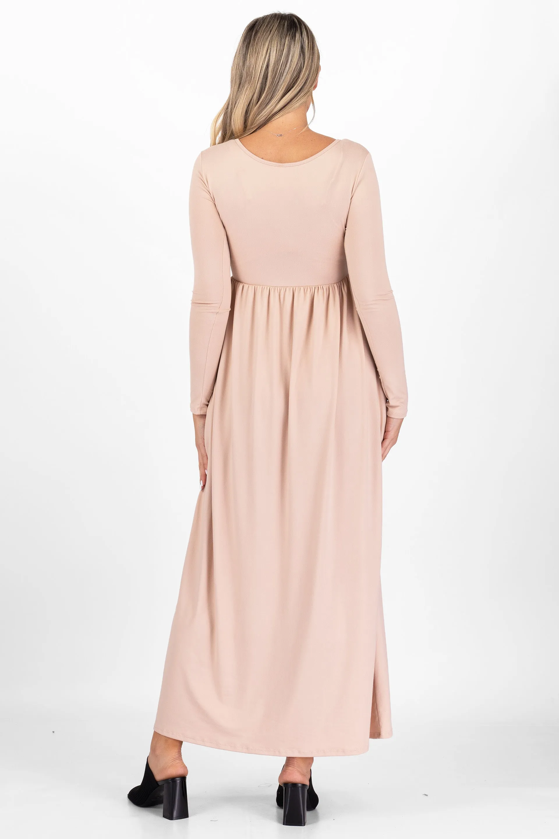 Maternity Long Sleeve Dress with Pockets