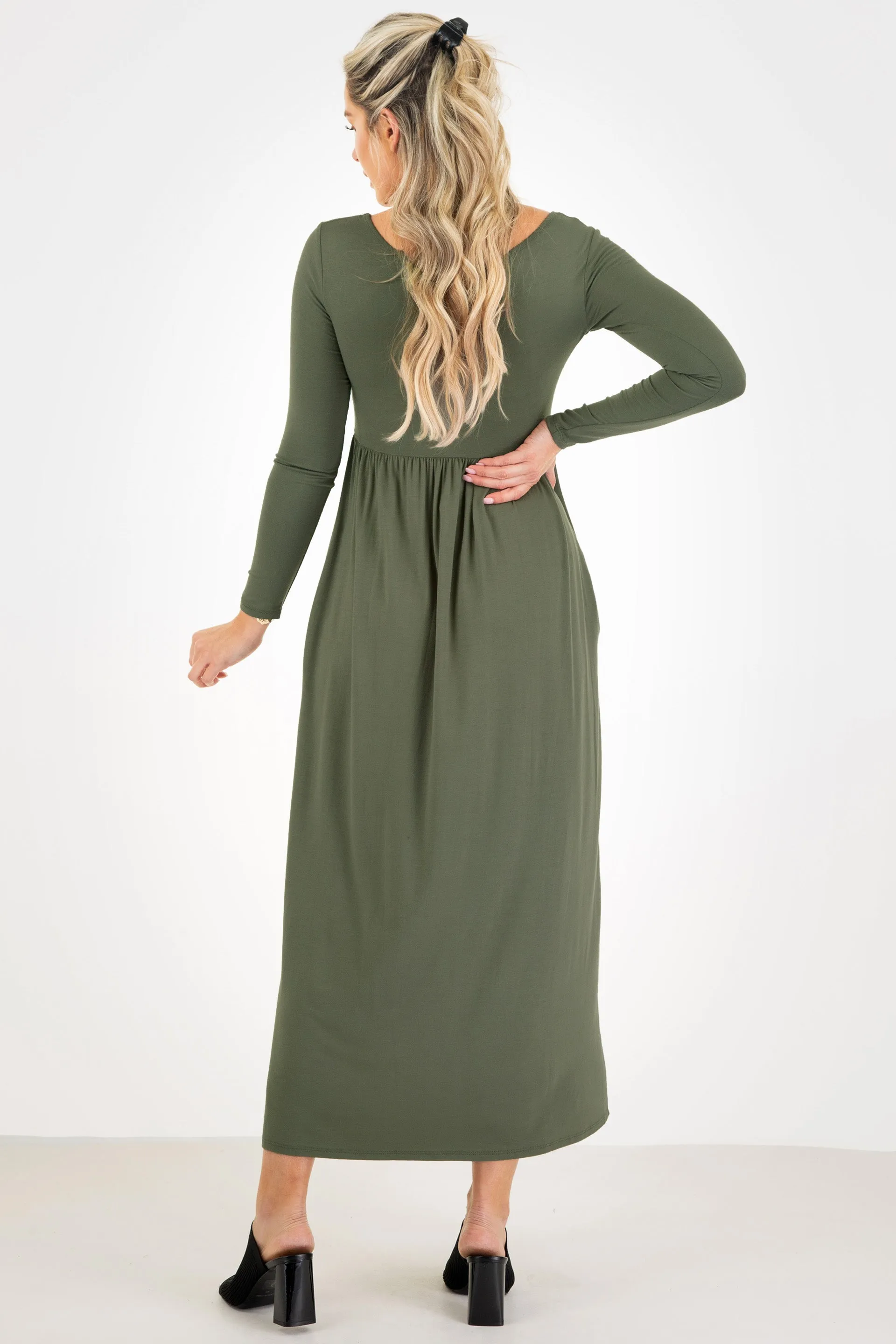 Maternity Long Sleeve Dress with Pockets