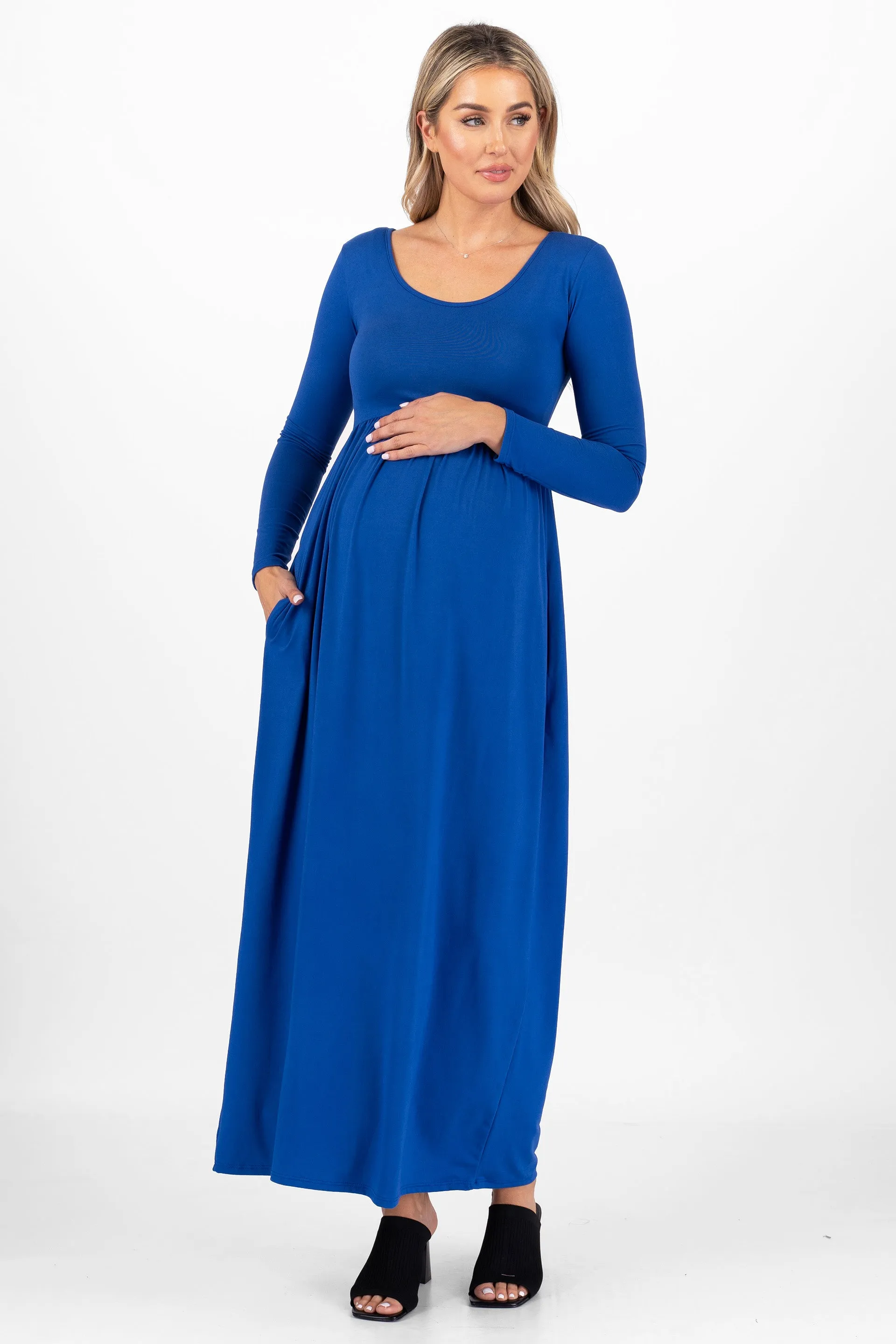 Maternity Long Sleeve Dress with Pockets