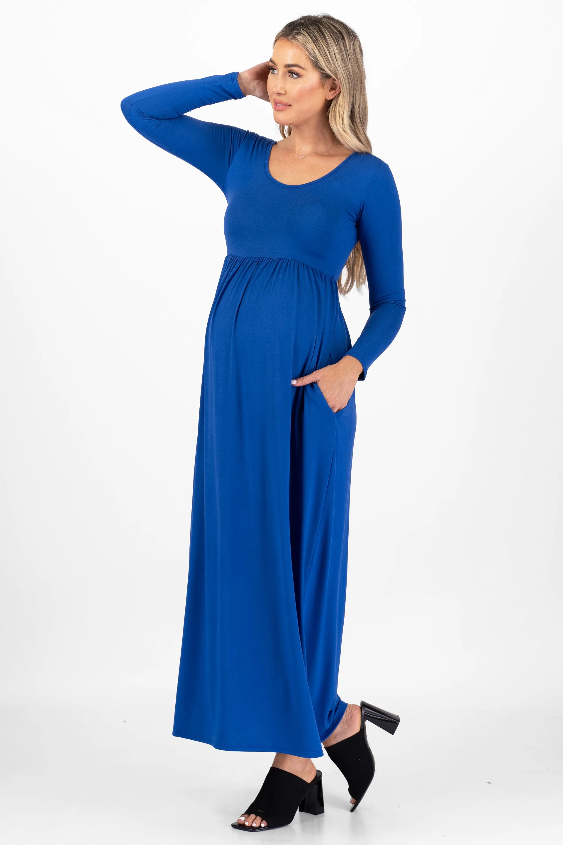 Maternity Long Sleeve Dress with Pockets