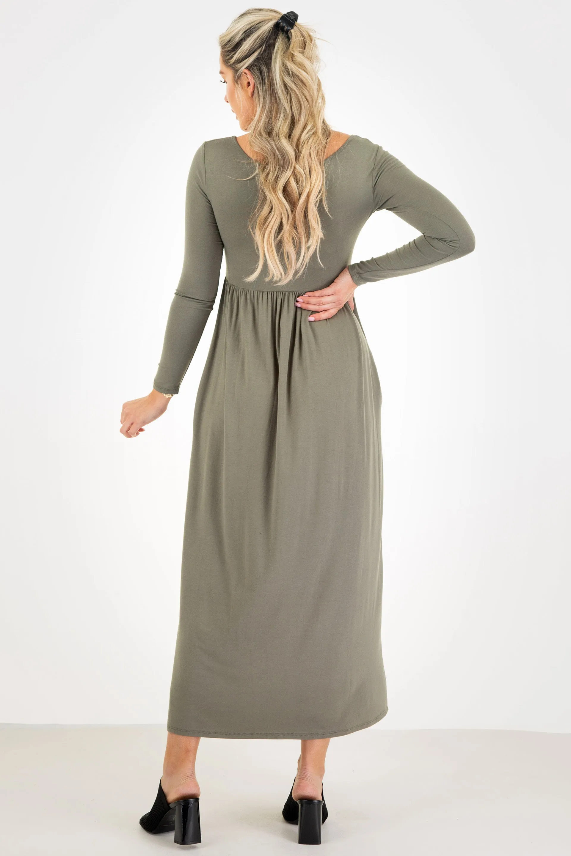 Maternity Long Sleeve Dress with Pockets