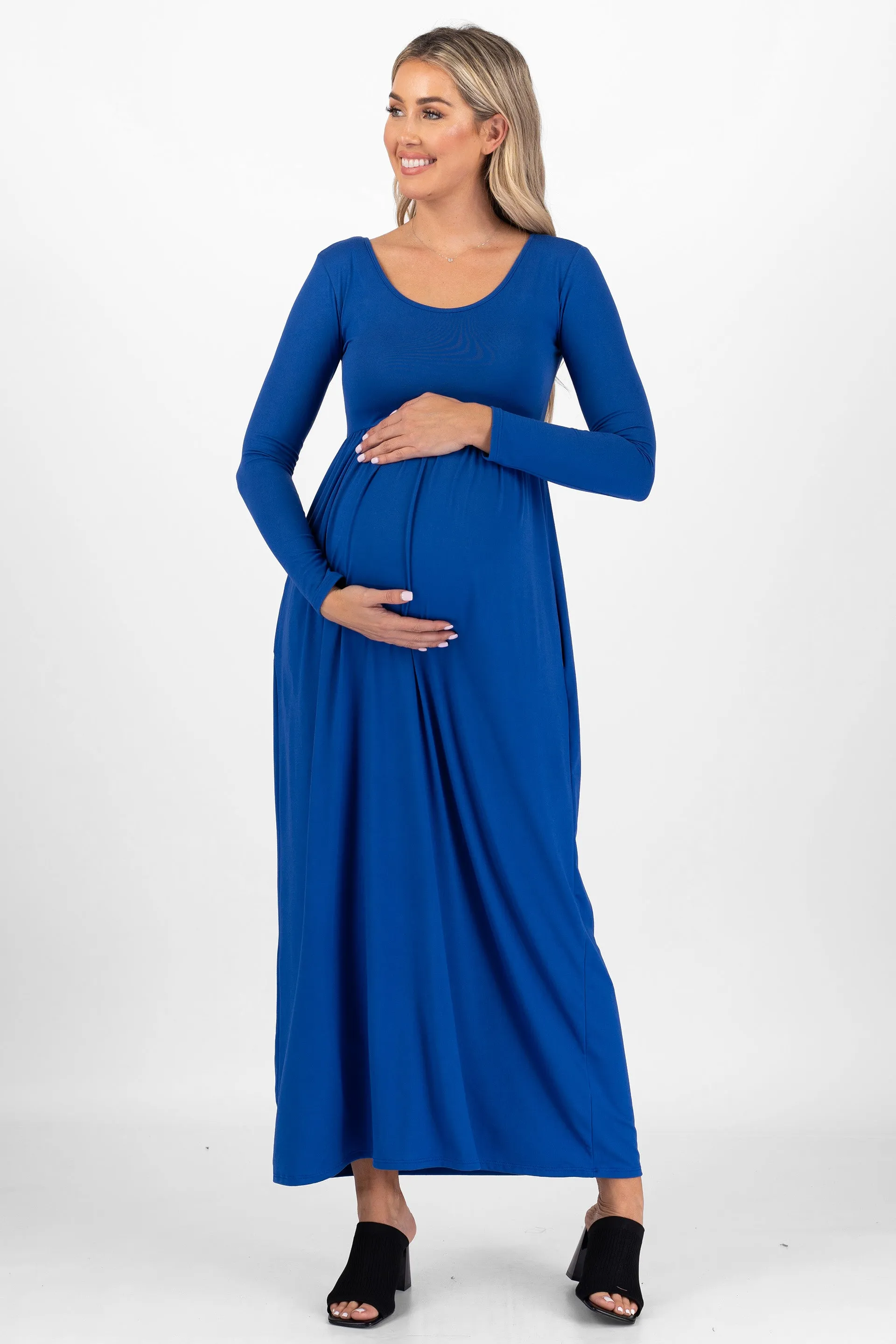 Maternity Long Sleeve Dress with Pockets