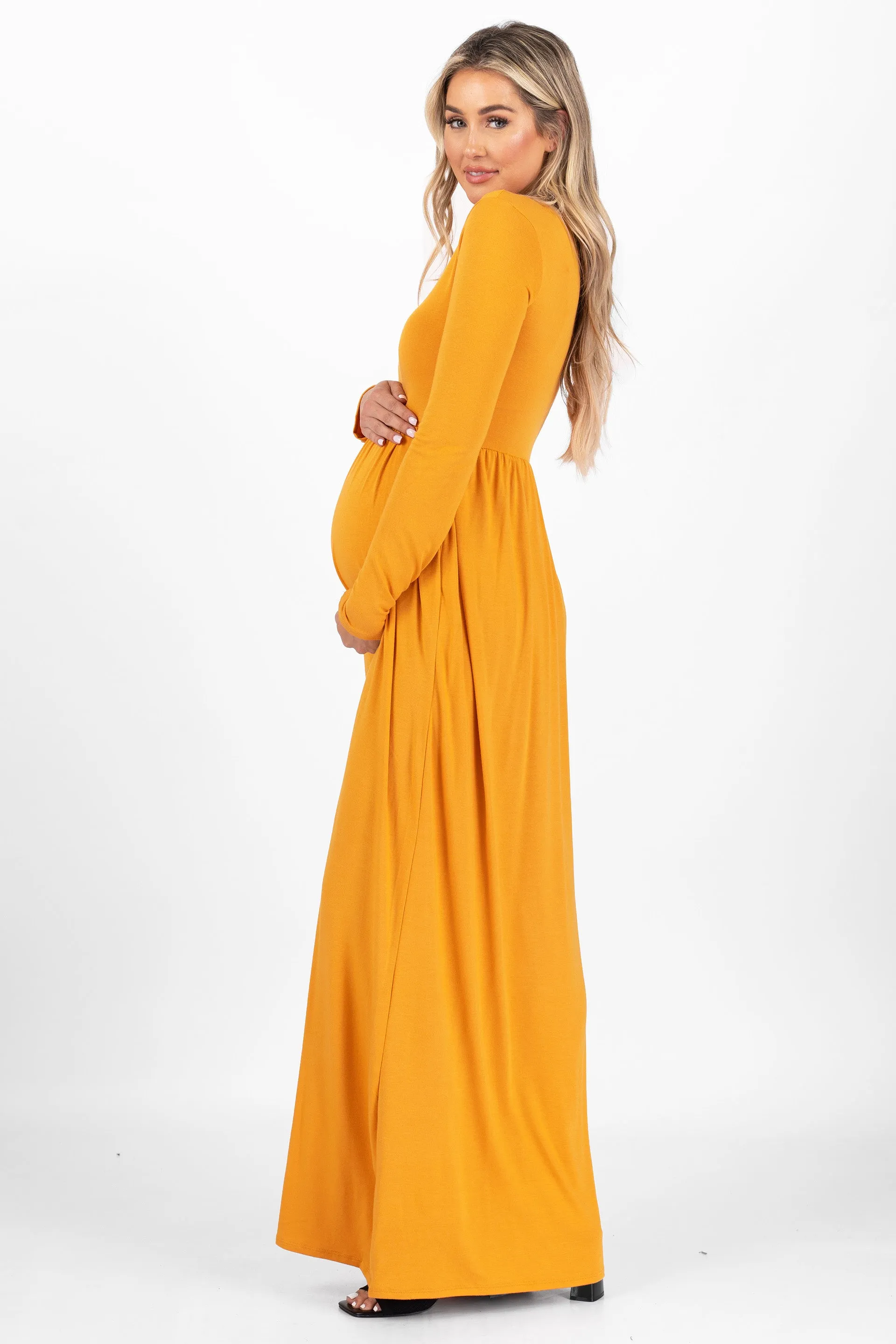 Maternity Long Sleeve Dress with Pockets