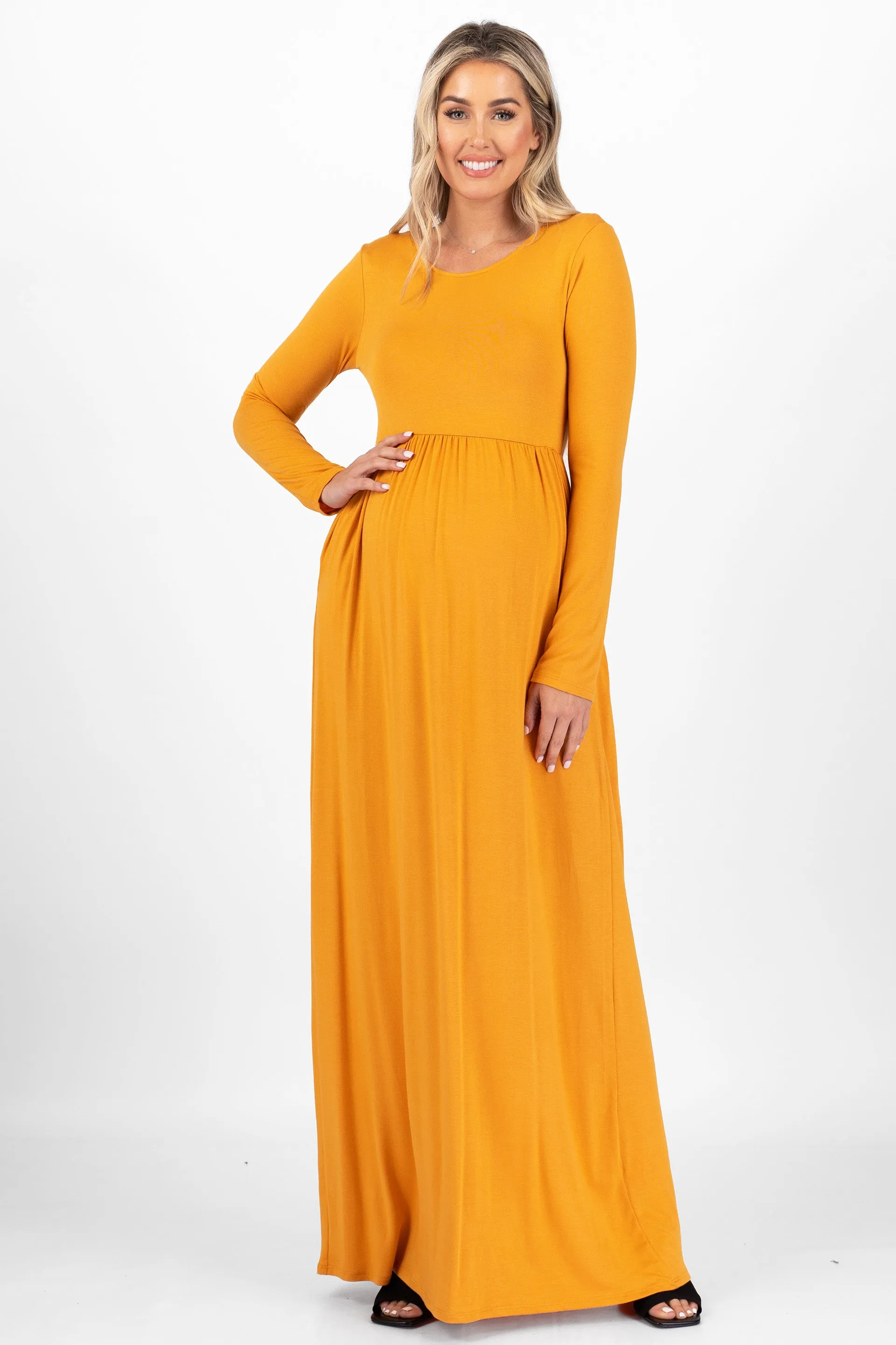 Maternity Long Sleeve Dress with Pockets