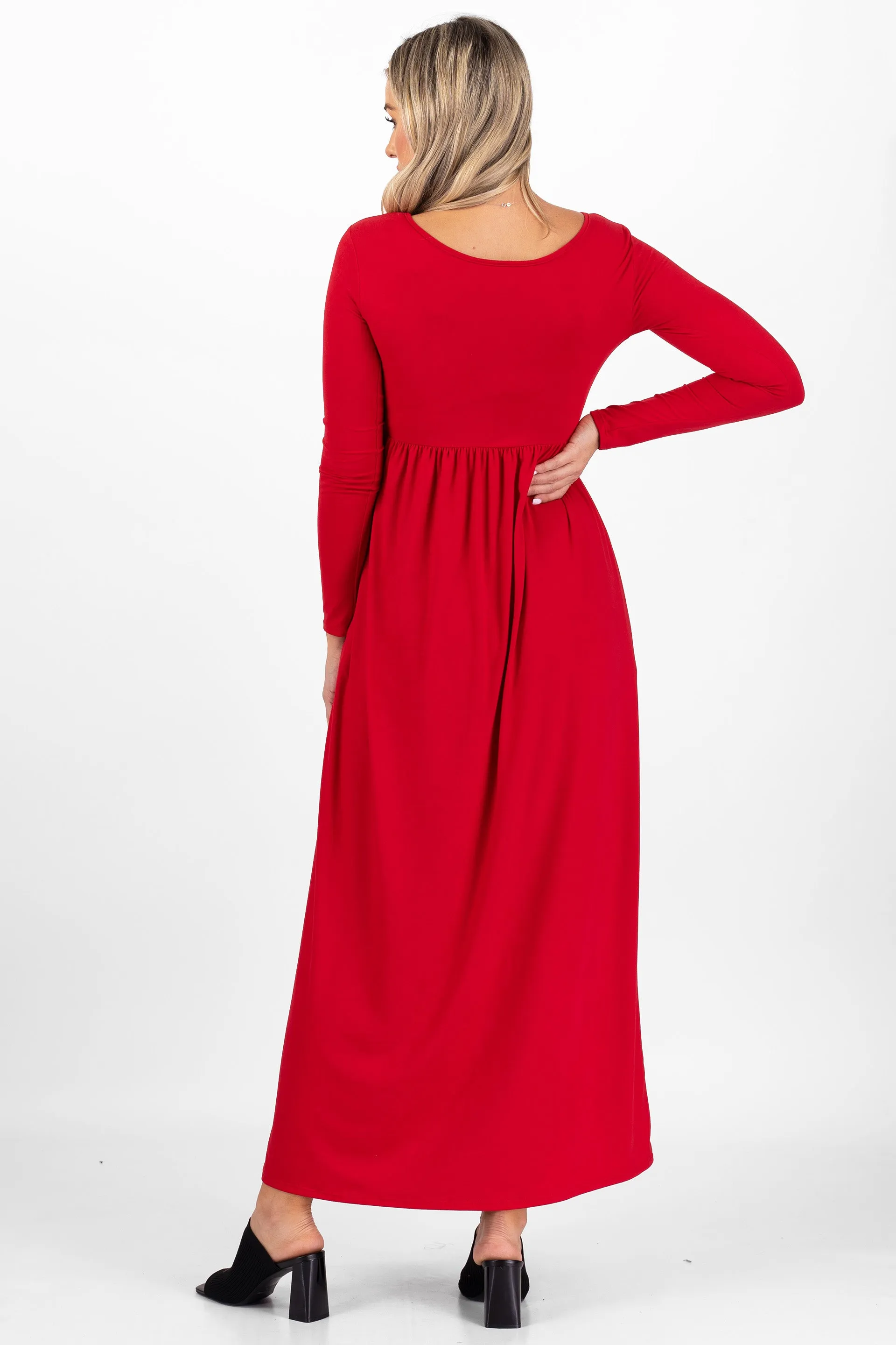 Maternity Long Sleeve Dress with Pockets