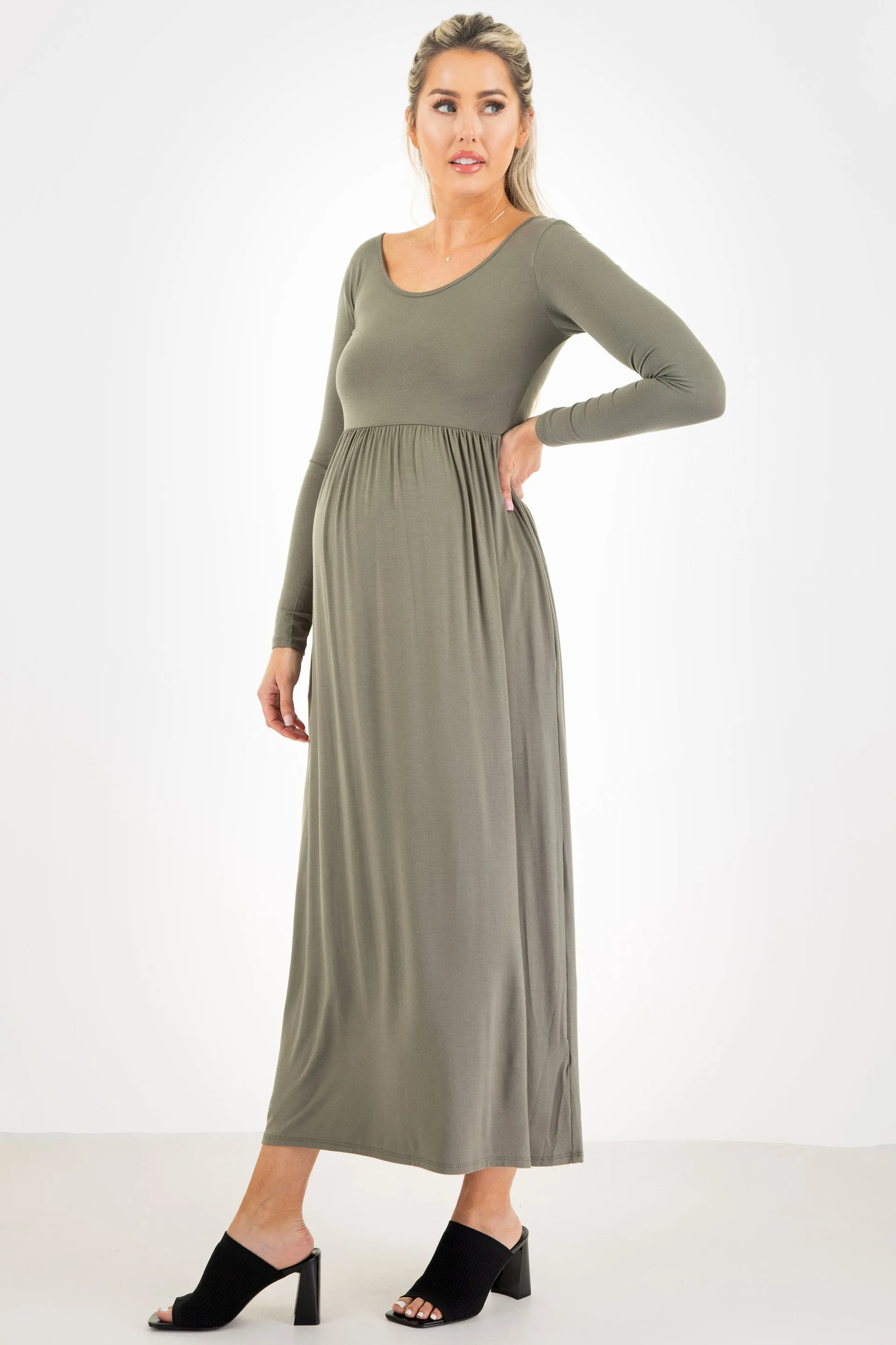 Maternity Long Sleeve Dress with Pockets