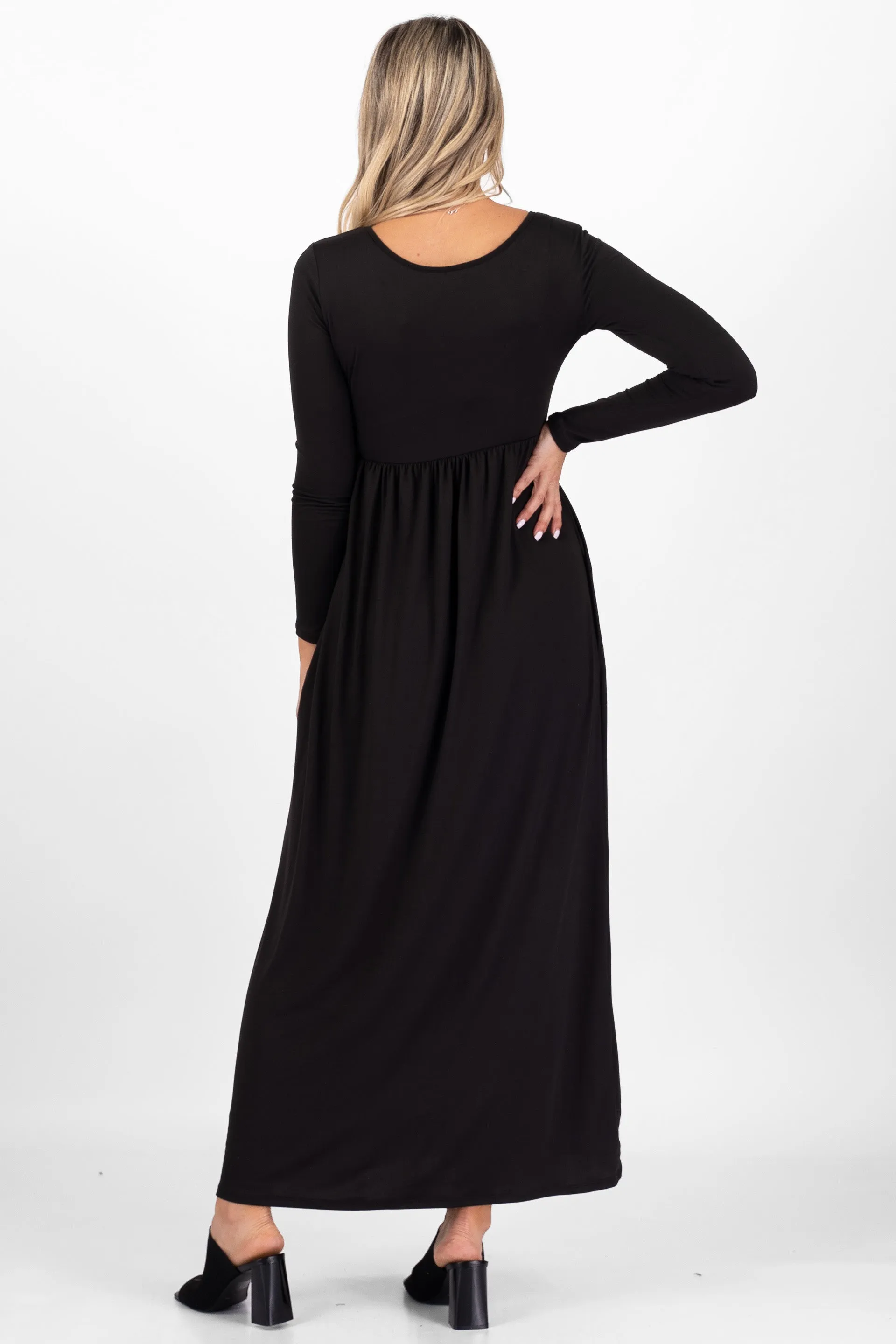 Maternity Long Sleeve Dress with Pockets