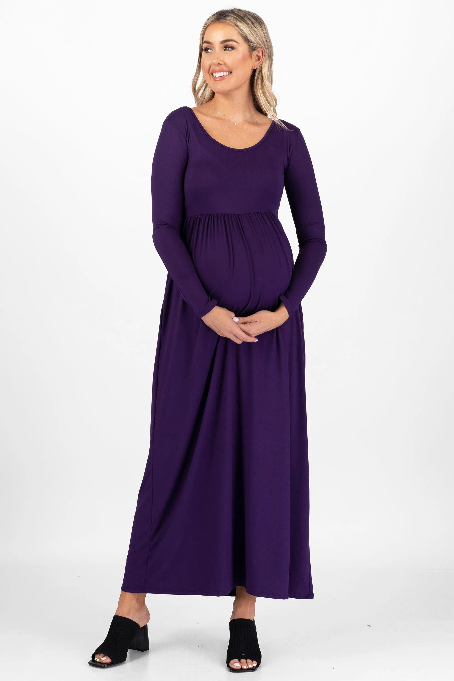 Maternity Long Sleeve Dress with Pockets