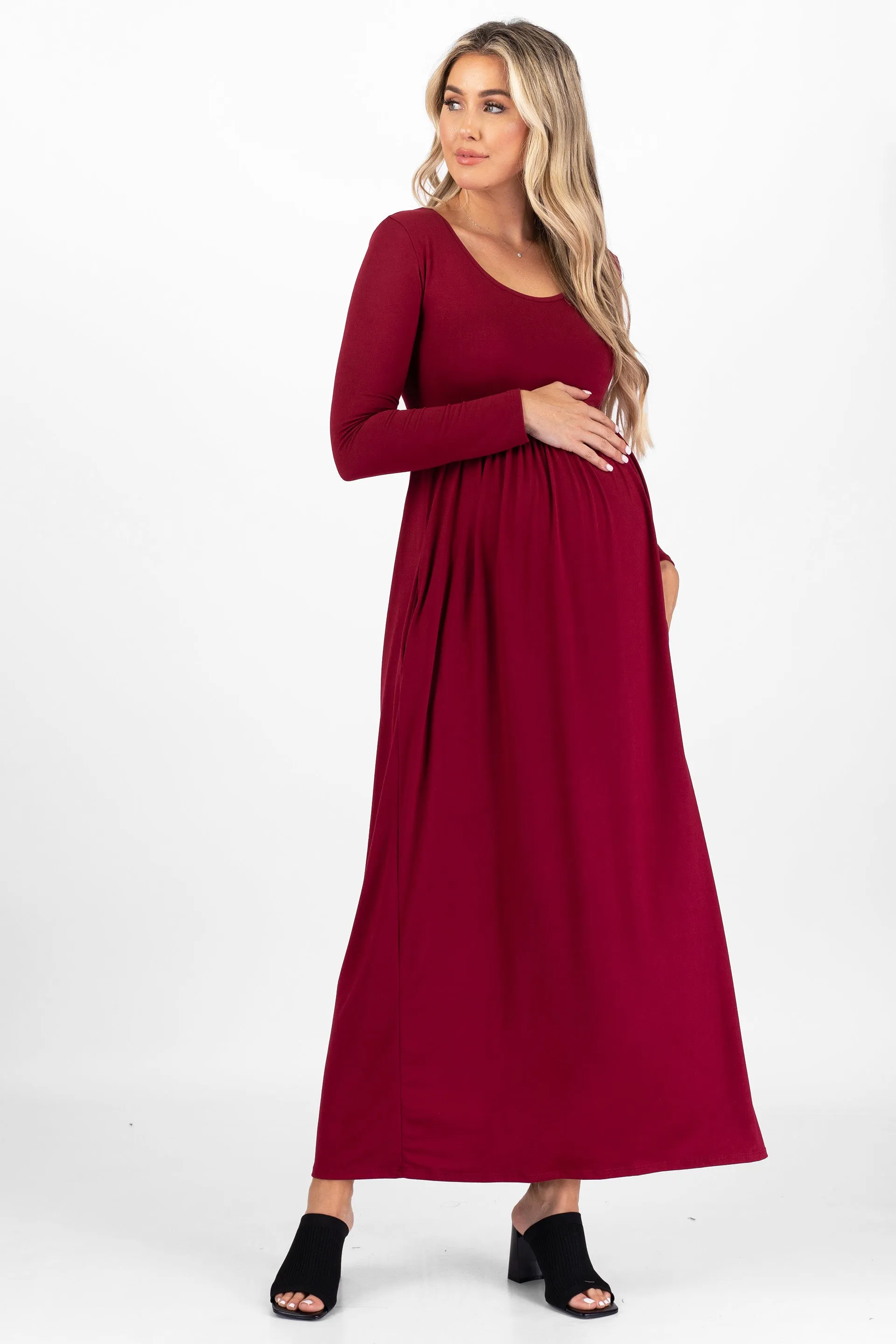 Maternity Long Sleeve Dress with Pockets