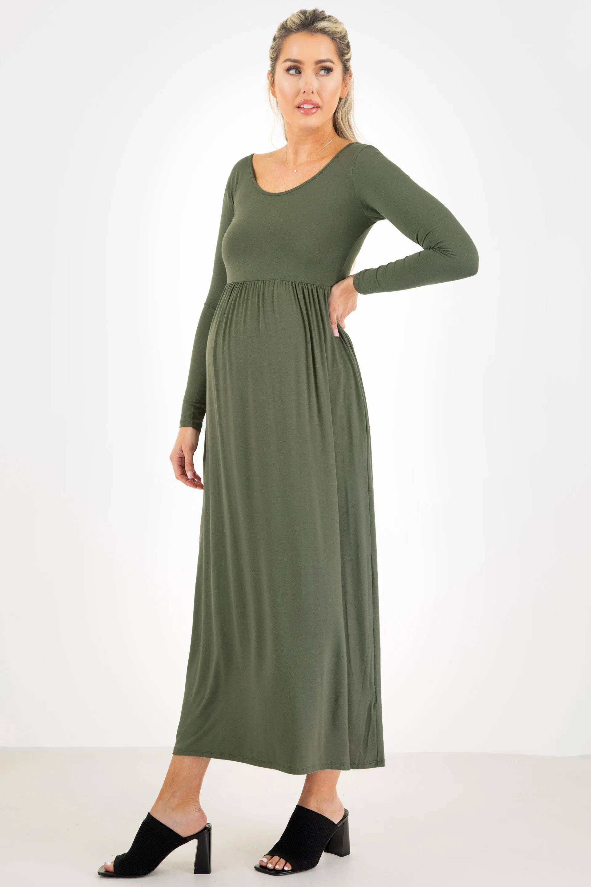 Maternity Long Sleeve Dress with Pockets