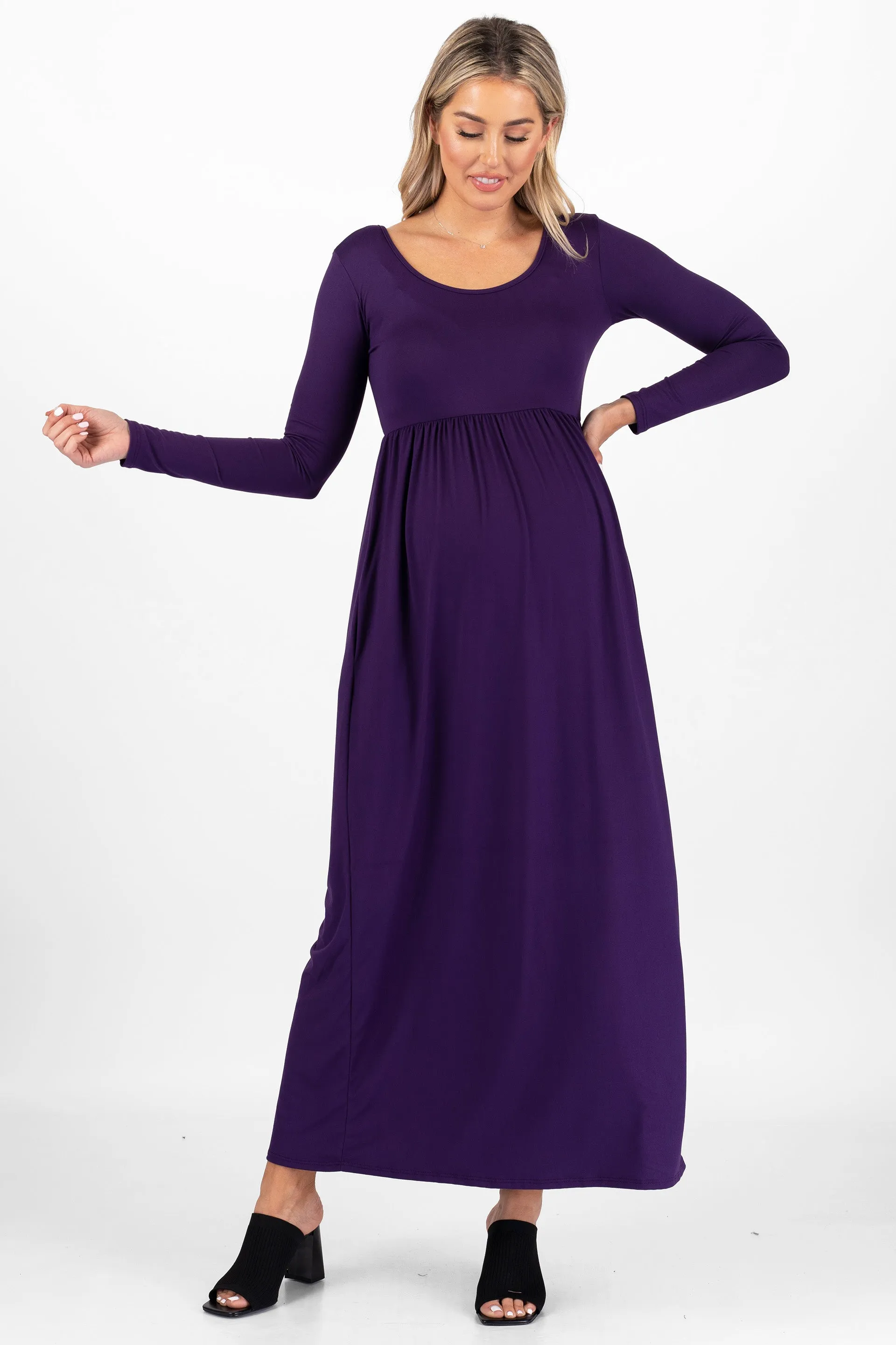 Maternity Long Sleeve Dress with Pockets