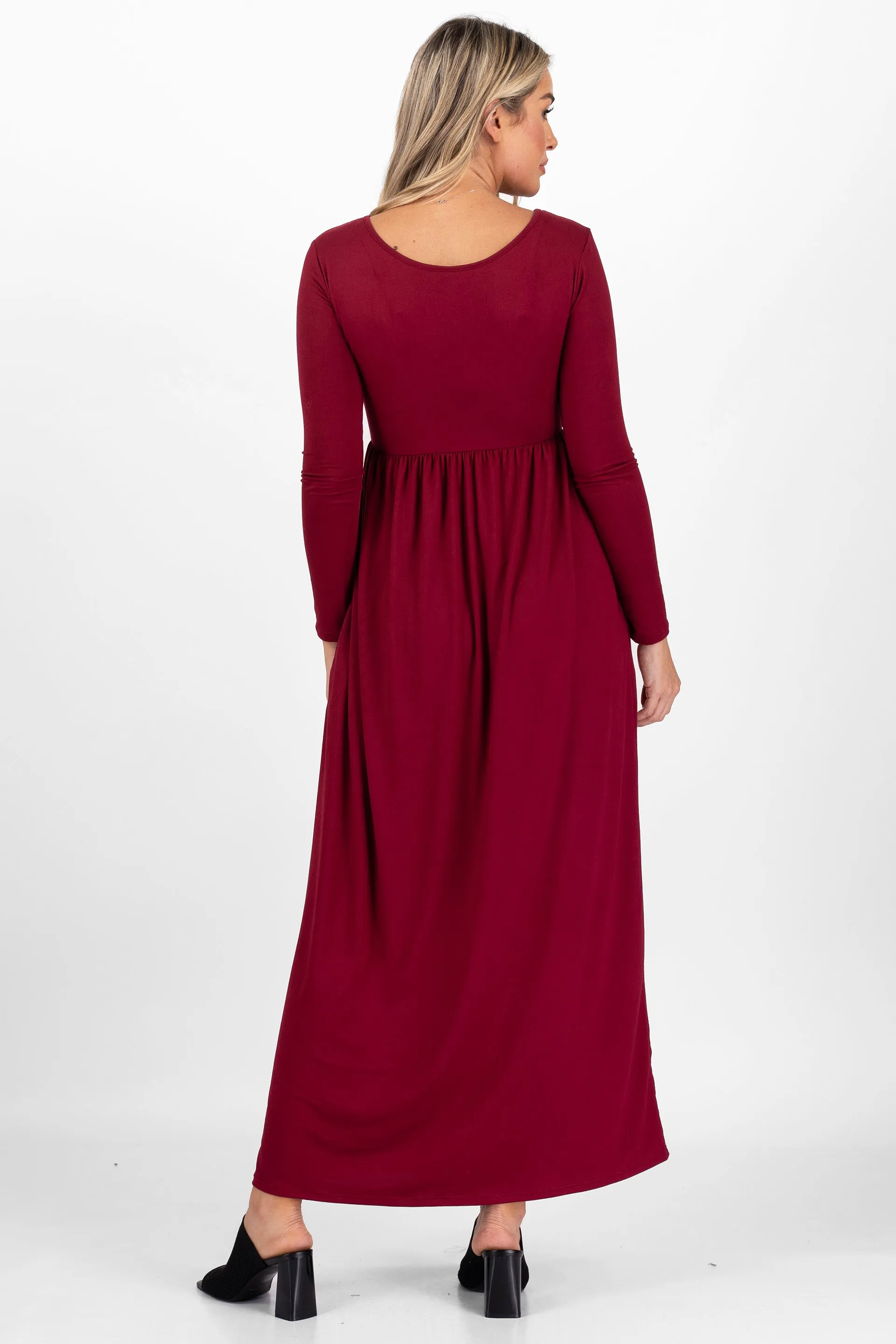 Maternity Long Sleeve Dress with Pockets