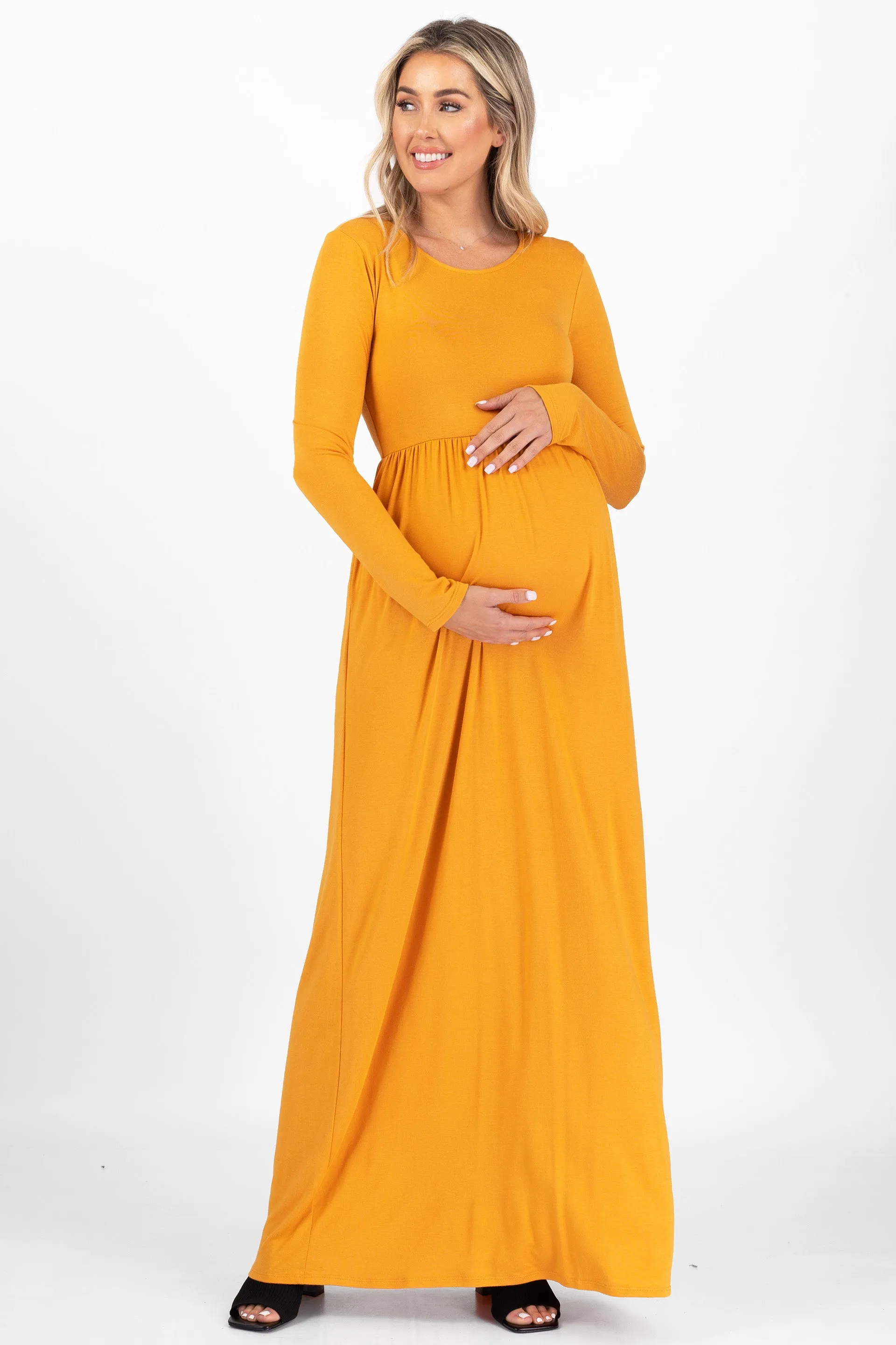 Maternity Long Sleeve Dress with Pockets