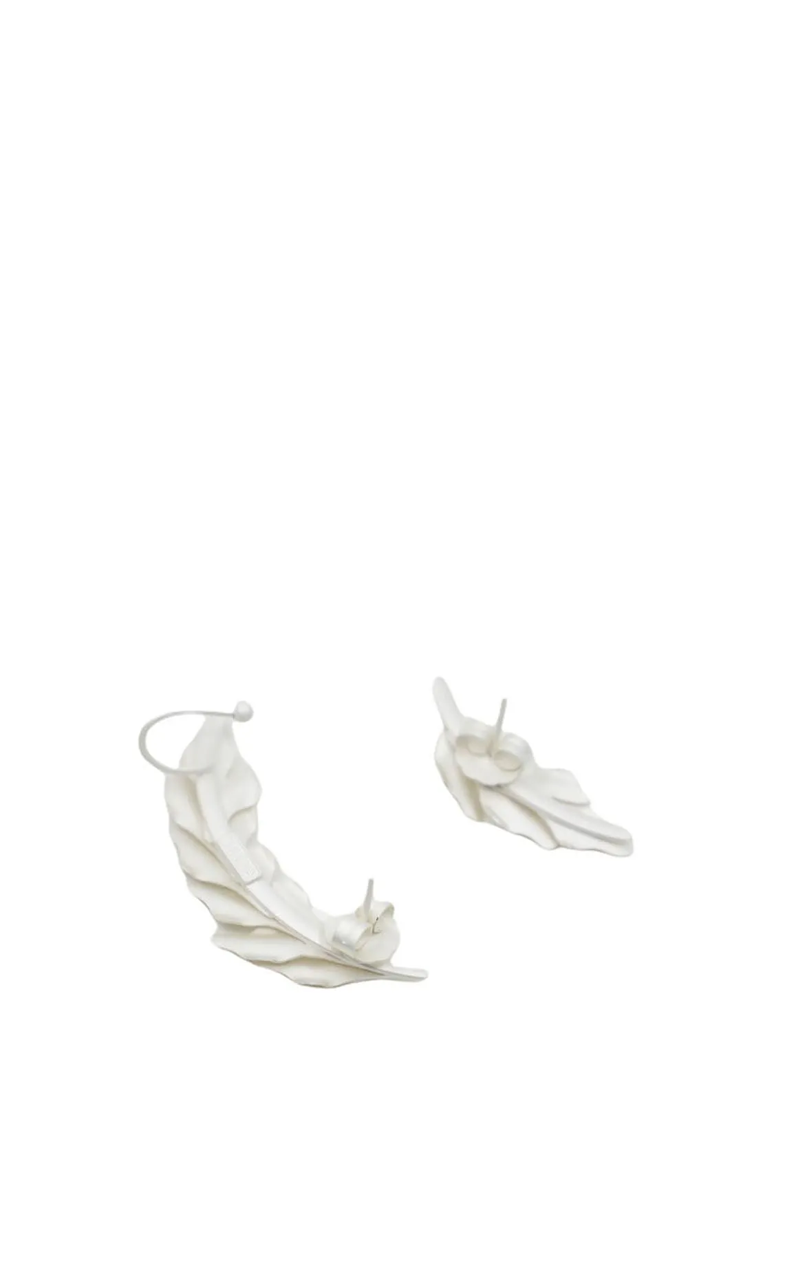 Matte Silver Mini Leaves Cuff Studs