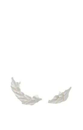 Matte Silver Mini Leaves Cuff Studs