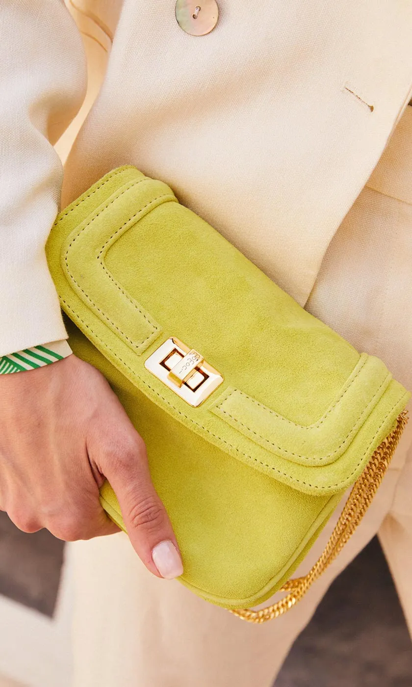 Momoni Mimi Flore Suede Bag -  Lime