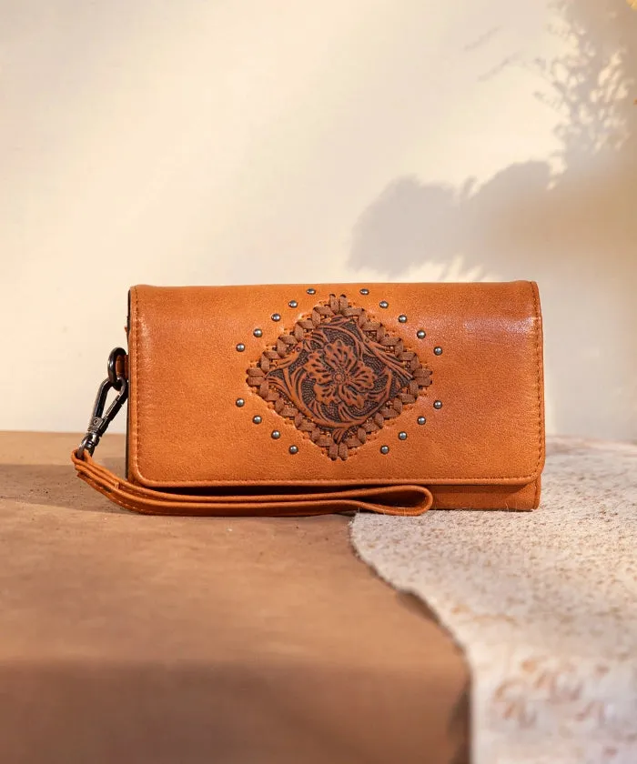 Montana West Tooled Studded Wristlet